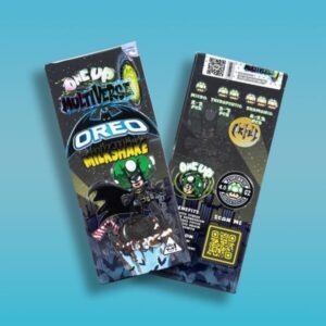 One Up Multiverse Oreo Milkshake psilocybin chocolate bar with creamy milkshake flavor and crunchy Oreo pieces